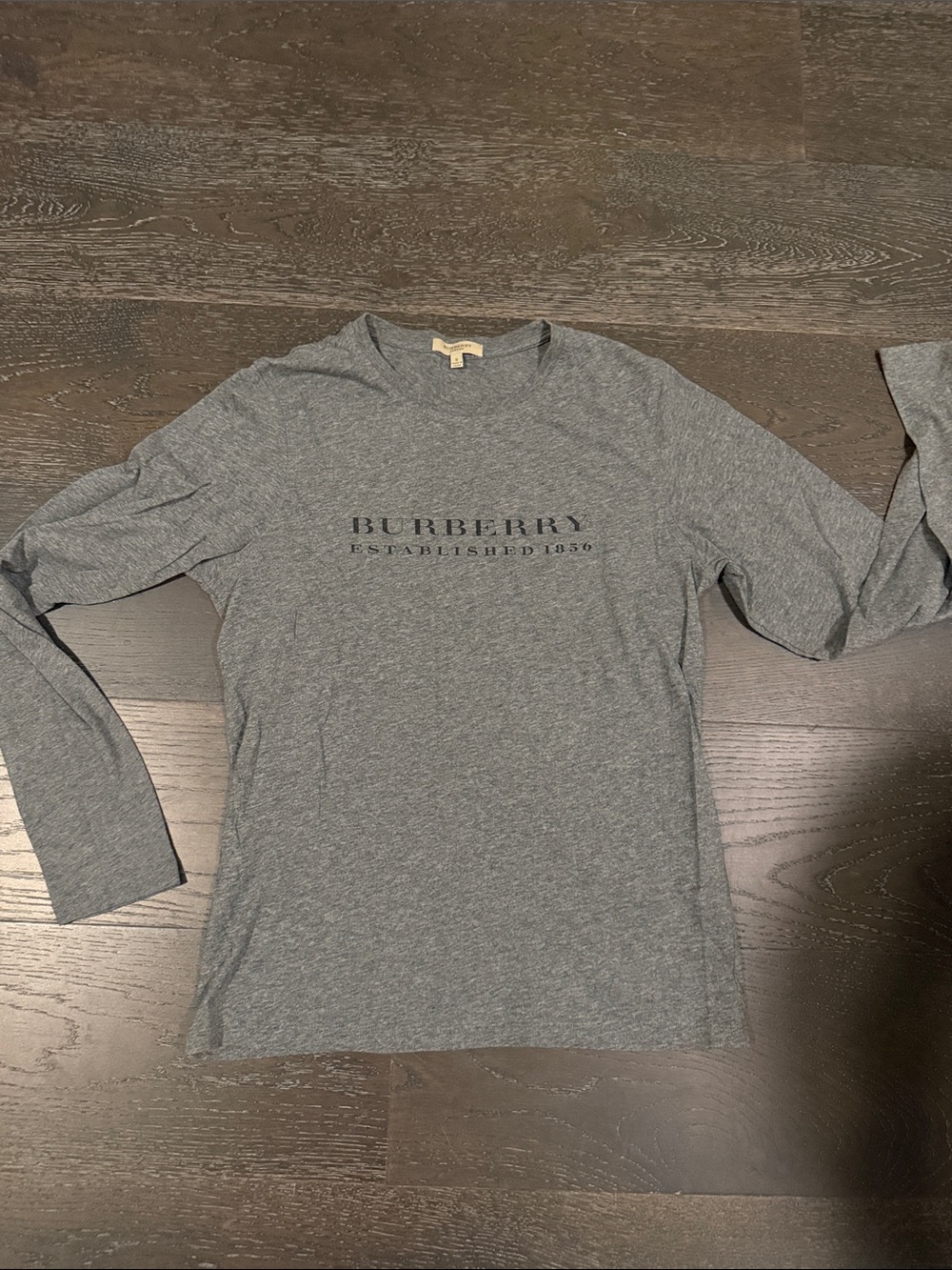 Burberry Gray Long Sleeve Logo Tee